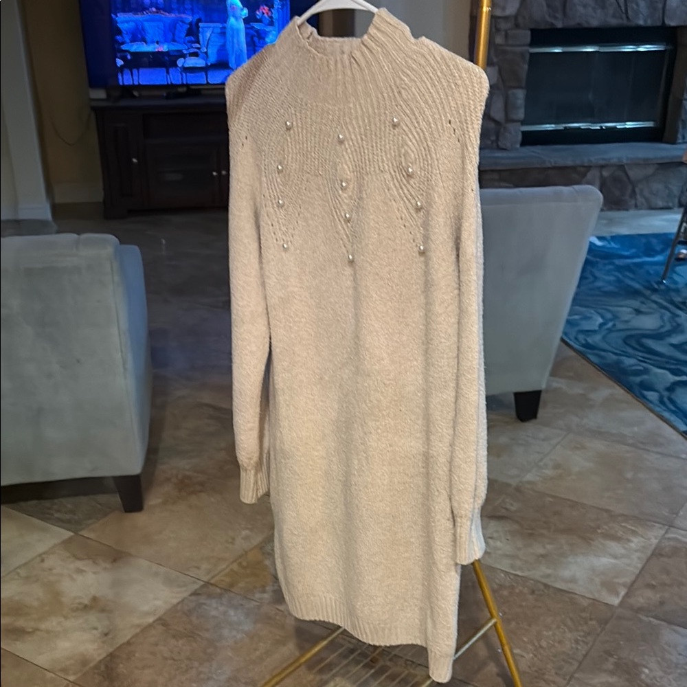 Allison Brittney Cream Sweater Dress